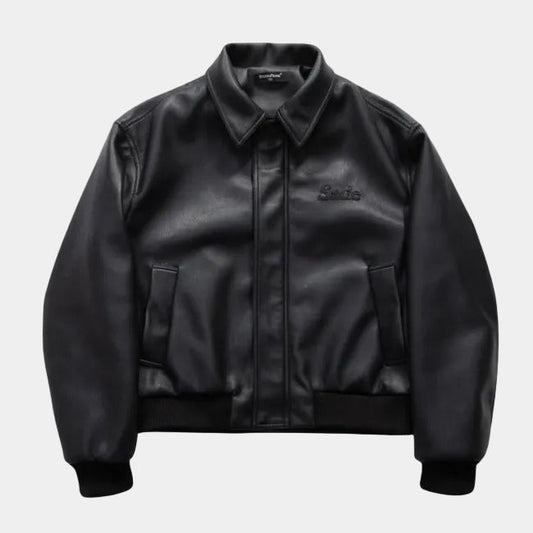 NEWGRMTNS x Sade Faux Leather Bomber Jacket