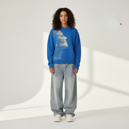 'Vibrations' Graphic Knitted Sweater
