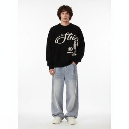 'Structure' Graphic Knitted Sweater