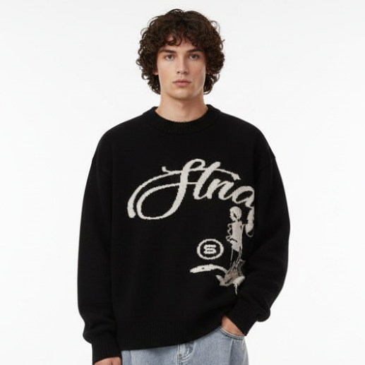 'Structure' Graphic Knitted Sweater