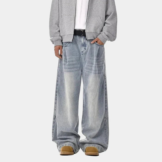 Oversized Washed Blue Jeans